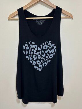 Piknicdesigns Relaxed Fit Tank Top Heart Graphic Black Size L